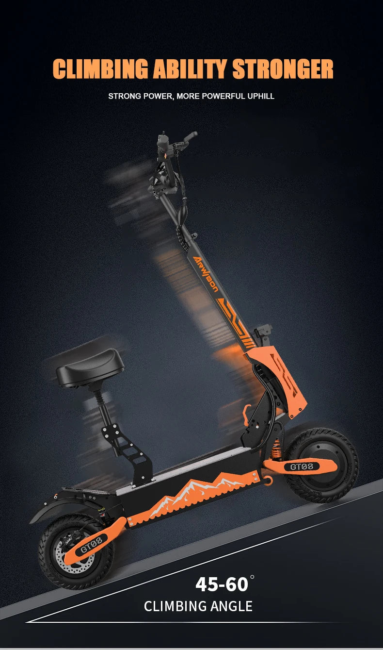 Arwibon GT08 Electric Scooter 5600W Top Speed 46 MPH Folding Off Road