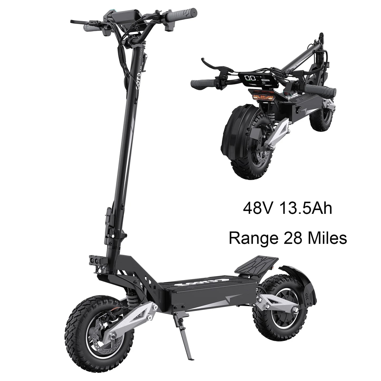 T10 900W Electric Scooter 48V Battery 28-37 Miles Range Off Road Tires Foldable