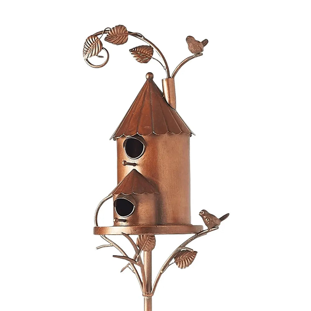 Metal Birdhouse Garden Stakes With Pole For Outdoor Yard Decor