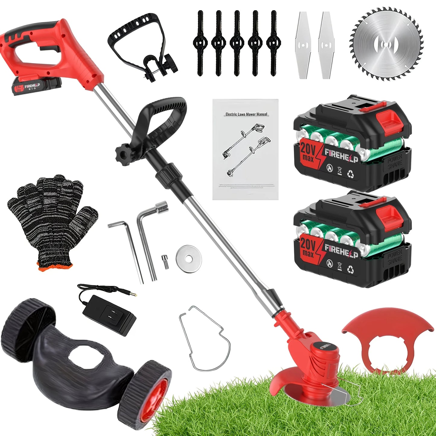 Firehelp Portable Cordless Electric Lawn Mower Garden Weeder And Trimmer