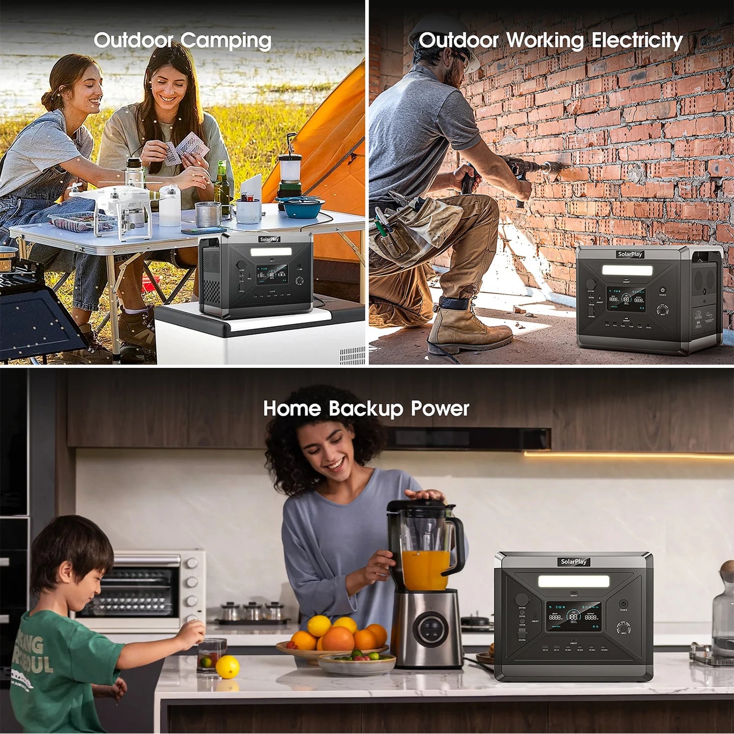 SolarPlay Q2501 Portable Power Station 2160Wh LiFePO4 Battery Solar Generator