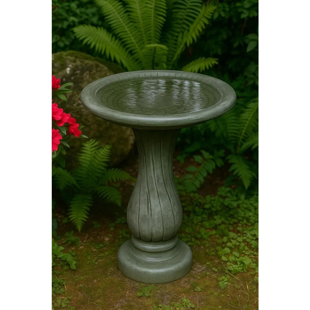 Spiral Birdbath Two Piece Outdoor Stone Garden Decor