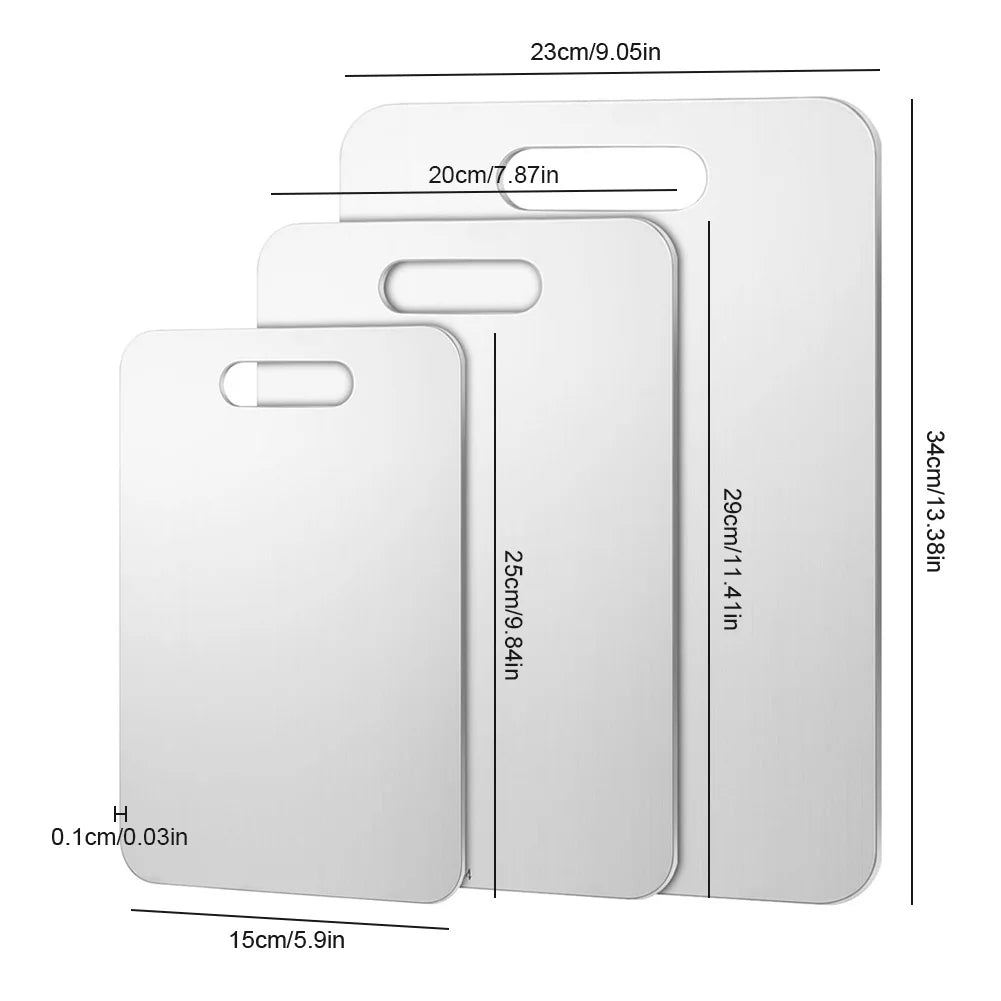 Alloet Double Sided Stainless Steel Cutting Board With Handle