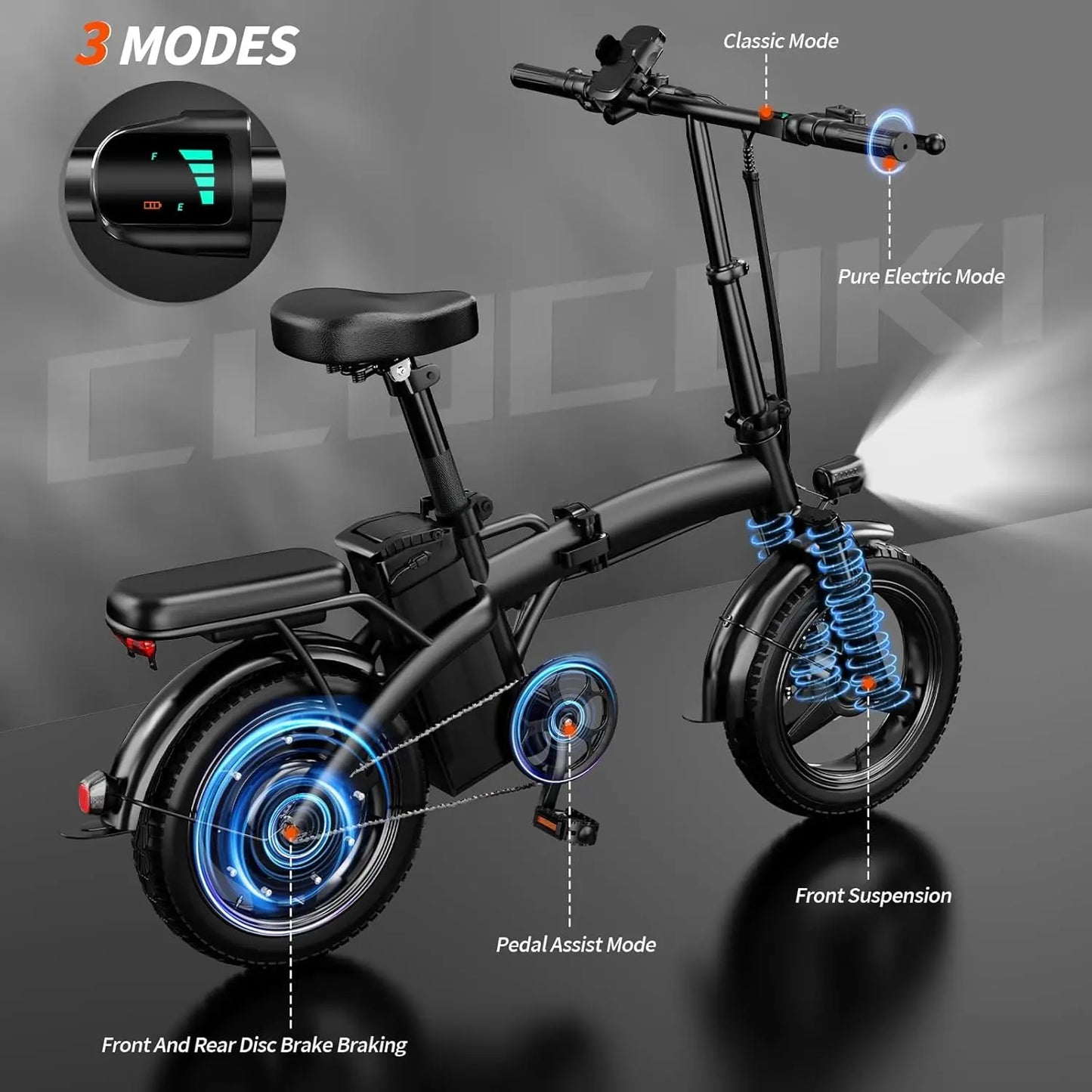 Electric Folding Bike For Adults And Teens 550W 25MPH With 48V Battery