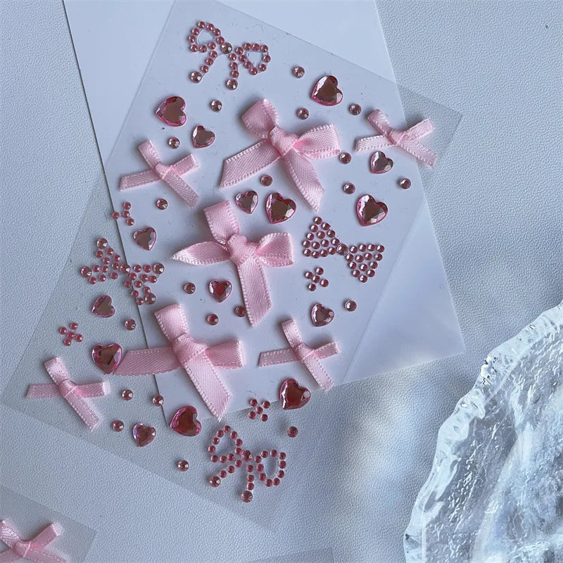 DIY Kpop Photocard Sticker 3D Bow Heart Style For Scrapbook