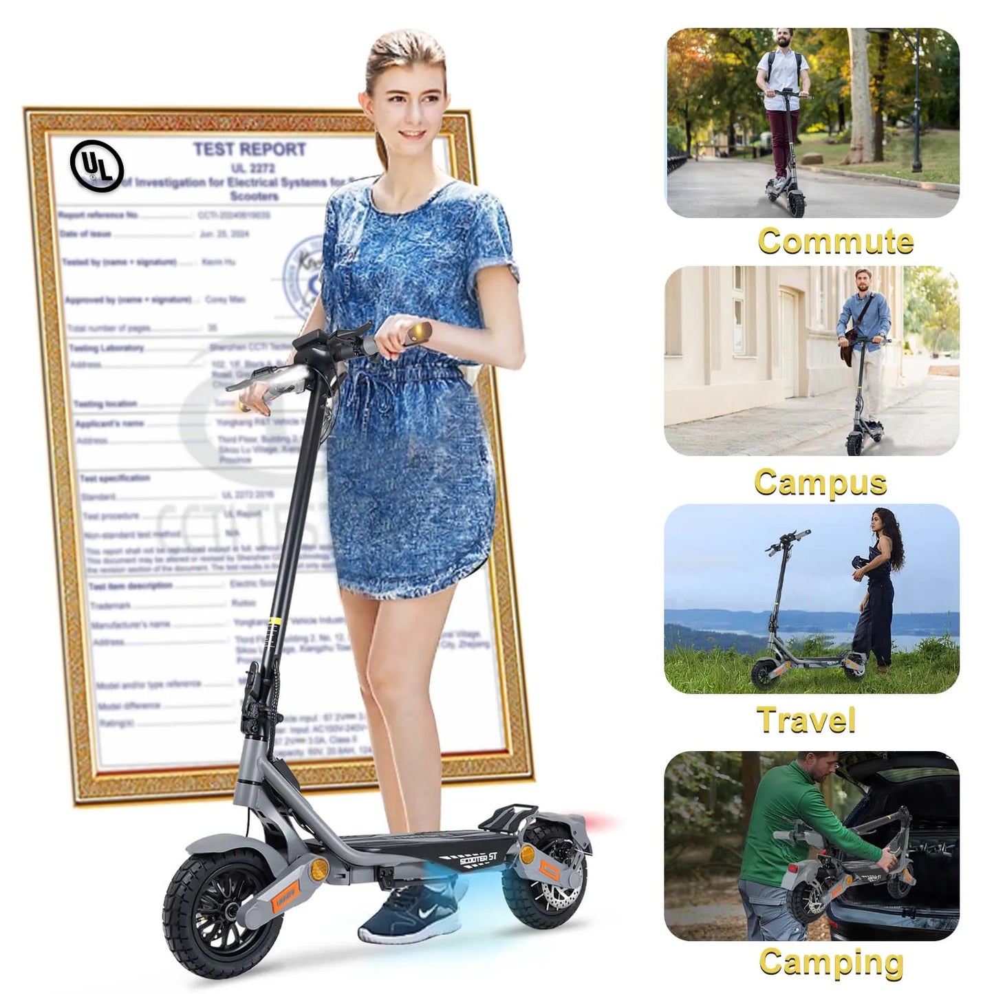 BIkydom Electric Scooter 1200W Motor 48V Battery 35mph