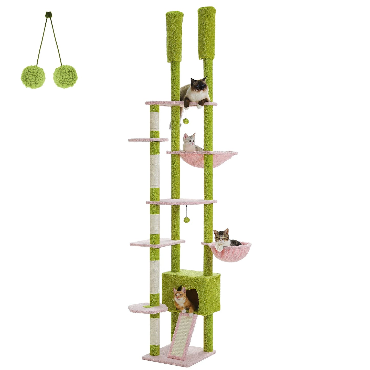 PETEPELACN Cactus Cat Tree Floor to Ceiling Cat Tower Adjustable