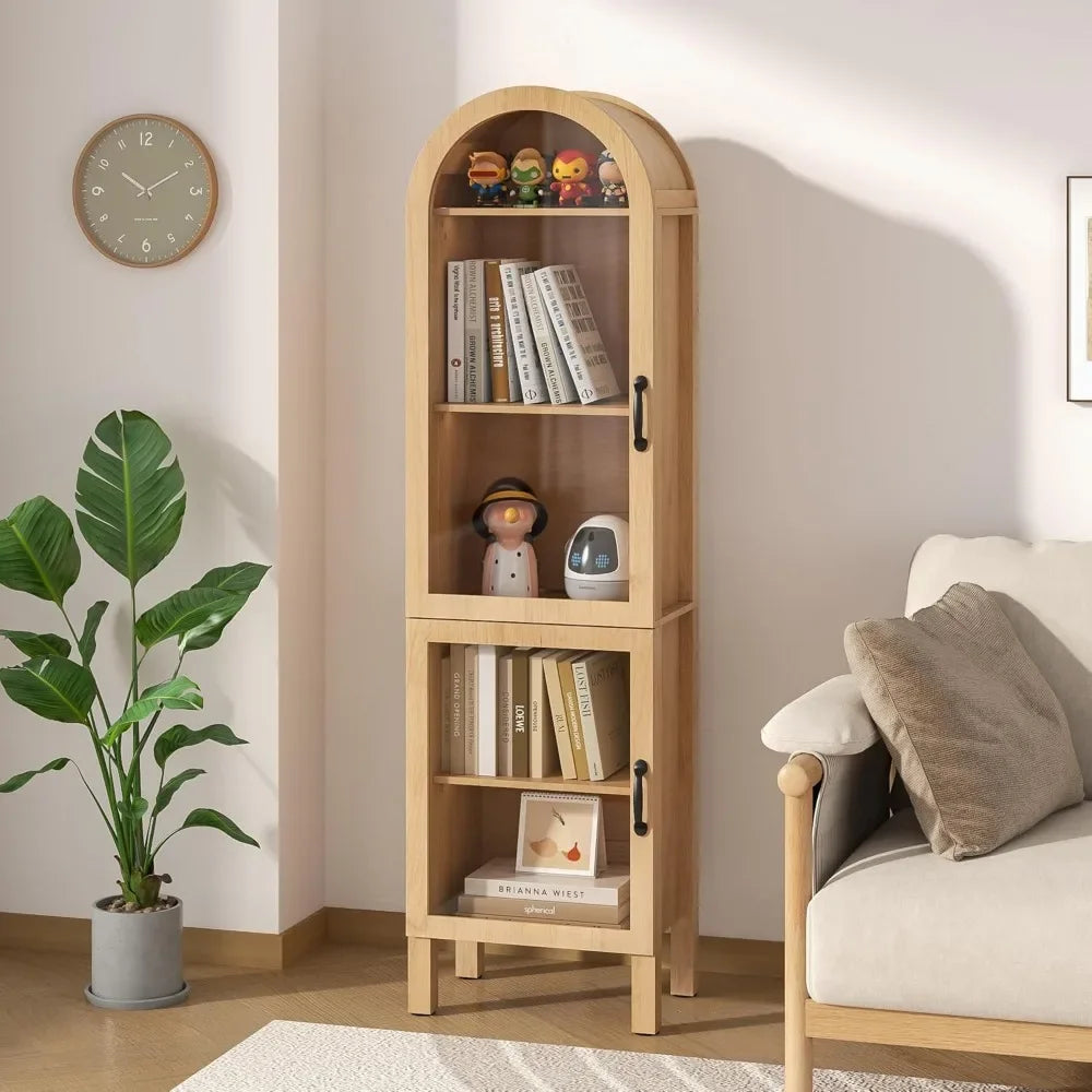 Arched Display Cabinet With Acrylic Glass Doors Modern Wood Curio