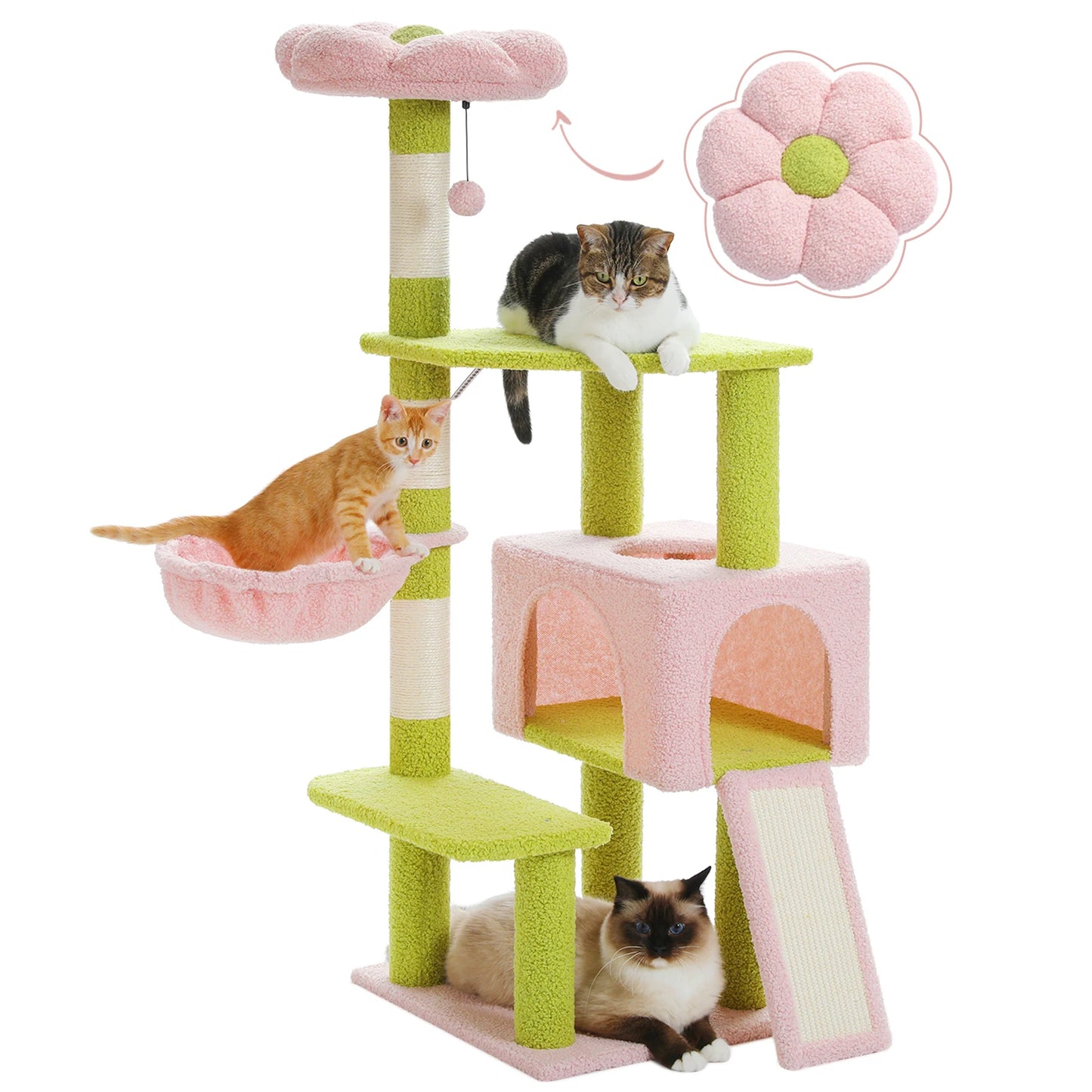 PAWZ Road Flower Cat Tree Multi Level Cat Tower With Sisal Posts