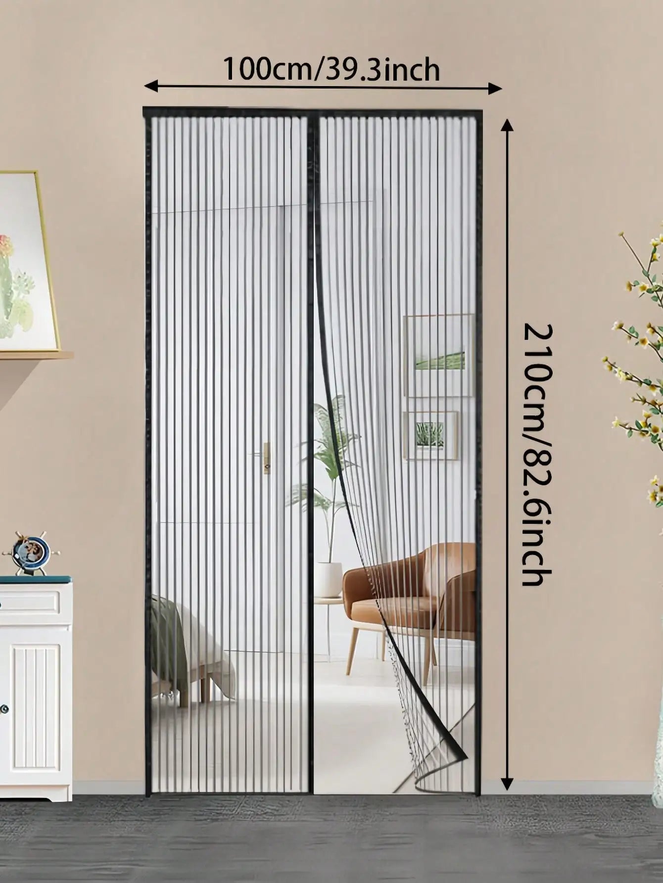 Breathable Magnetic Mosquito Screen Door With Automatic Sealing Hands Free