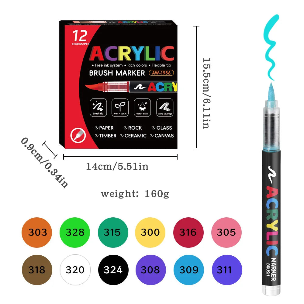 ART WALKER Acrylic Marker Set For Artwork And Craft Projects