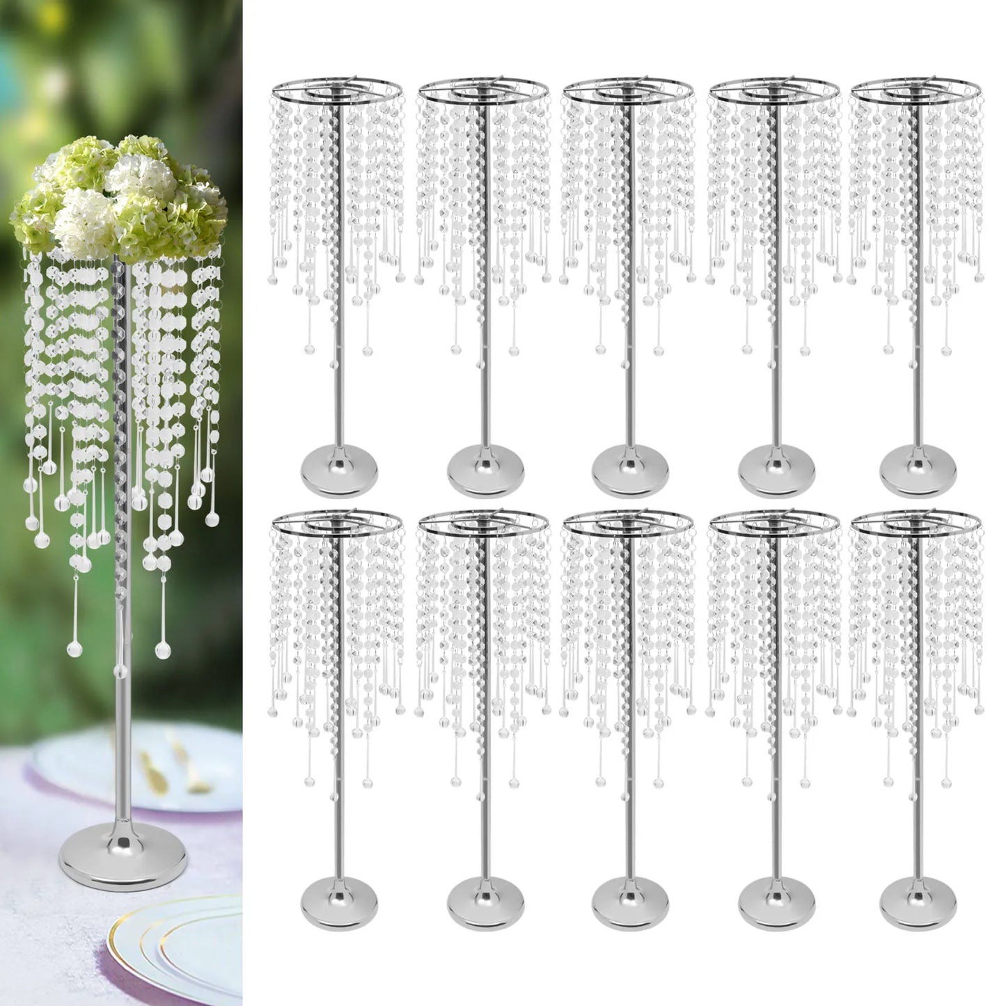 Bymaocar Crystal Flower Stand Set For Wedding Decor Centerpieces