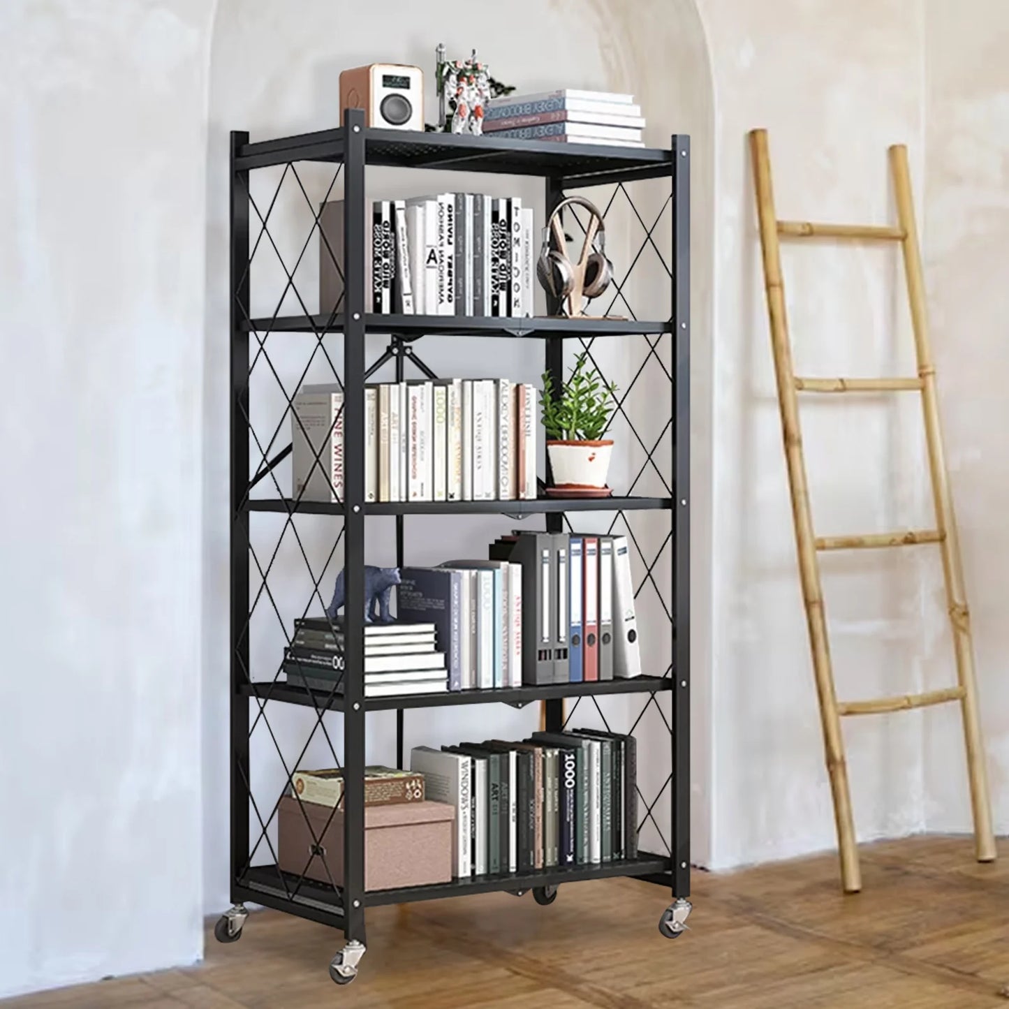 5 Tier Metal Storage Shelving Unit On Wheels
