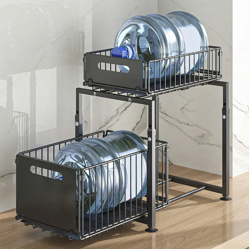 AEHOME Pull Out Under Sink Storage Rack 2 Tier Organizer