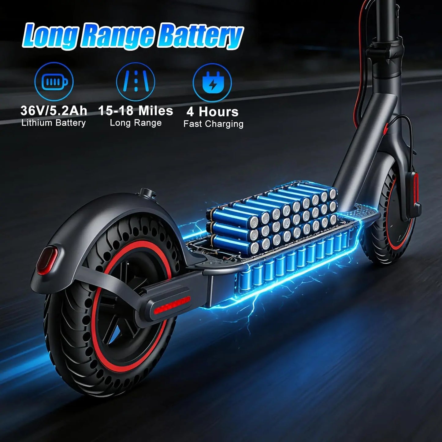Foldable 350W Electric Scooter for Adults 36V Long Range App Control
