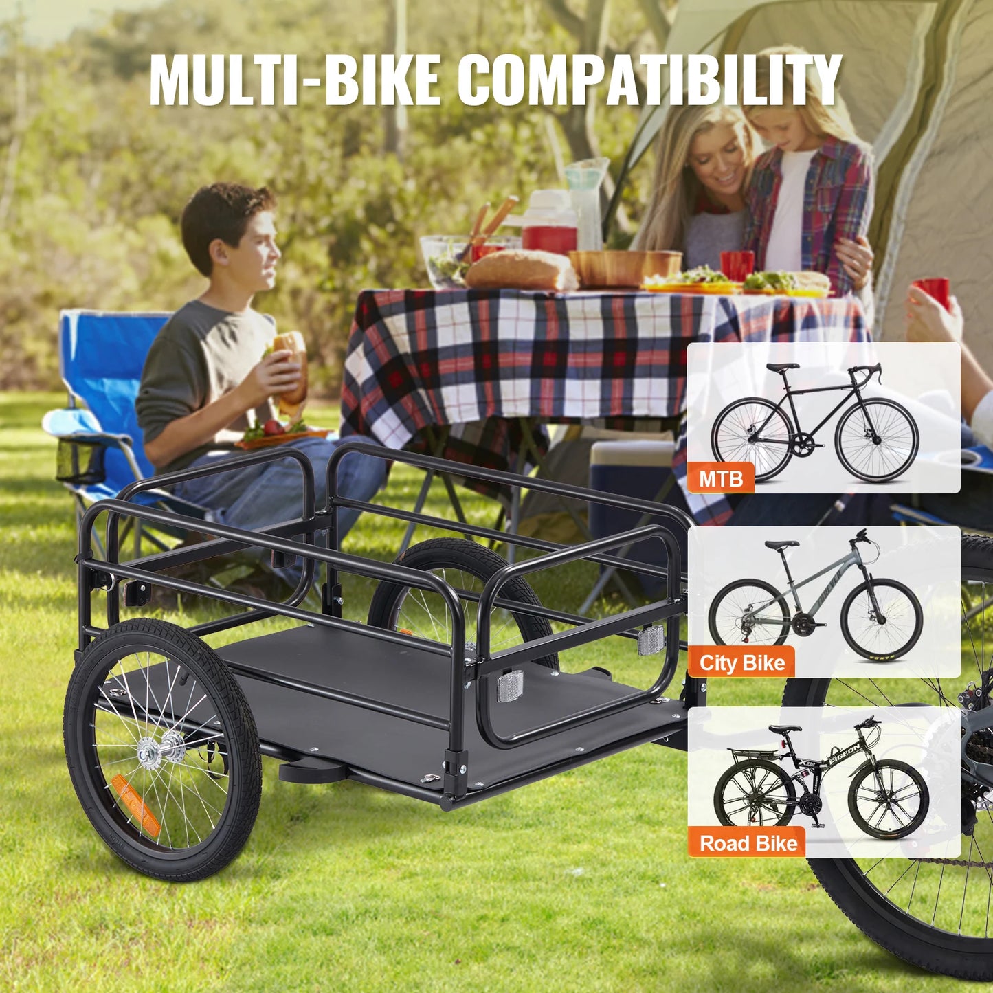 SucceBuy 160 Lbs Bike Cargo Trailer Foldable With Reflectors