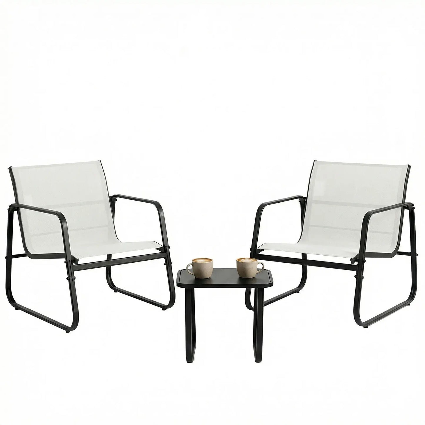 Outdoor 3 Piece Patio Set With Metal Frame For Garden