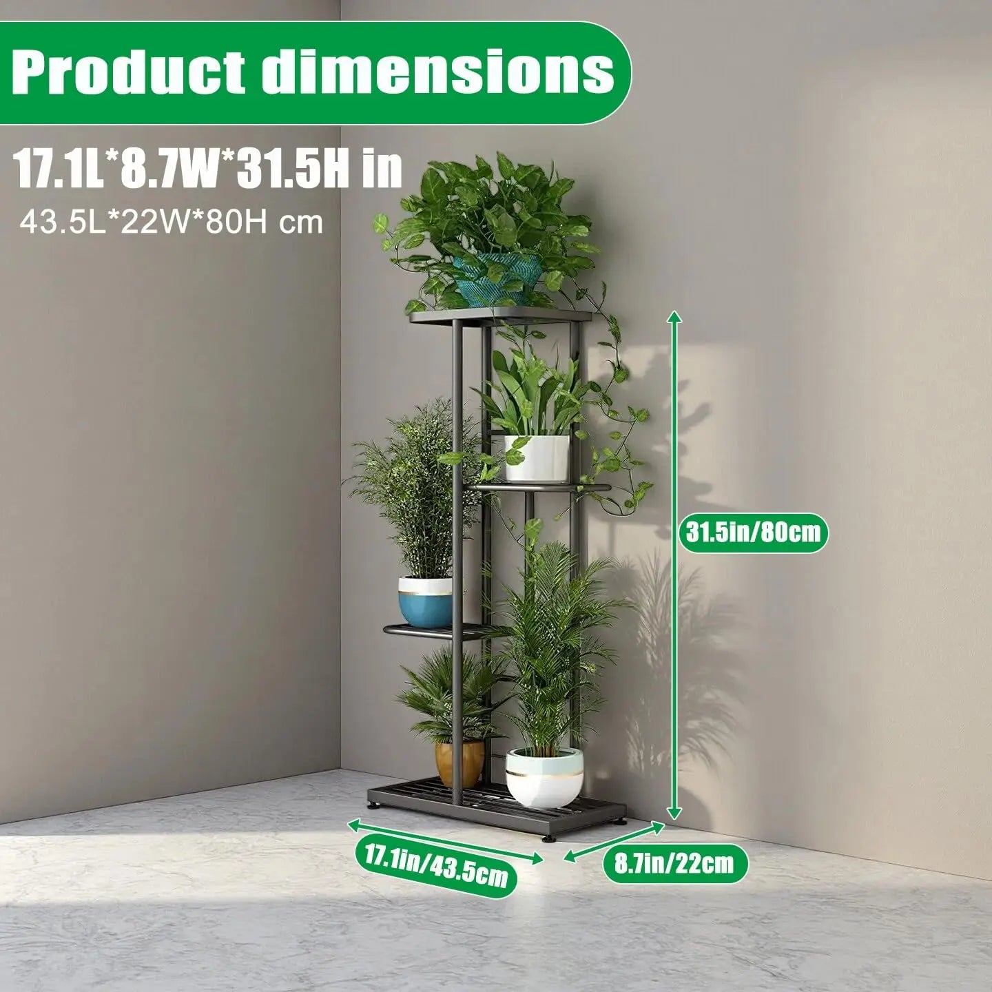 Metal Plant Stand 4 Tier Indoor Outdoor Corner Shelf