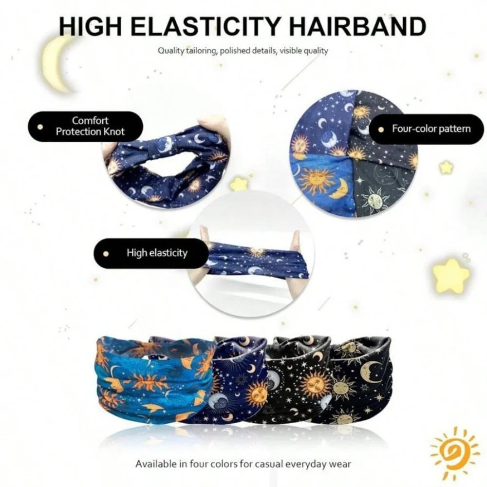 Stars Moon Wide Knotted Non Slip Headbands For Women