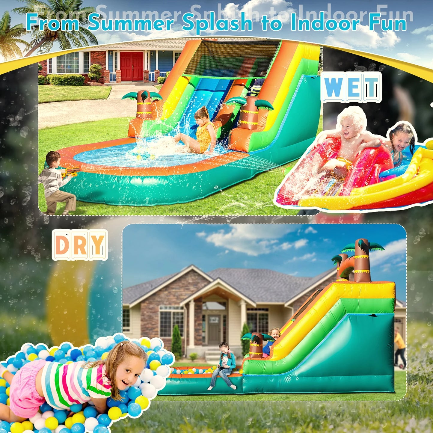 King Inflatable Commercial PVC Water Slide Bounce House With Blower