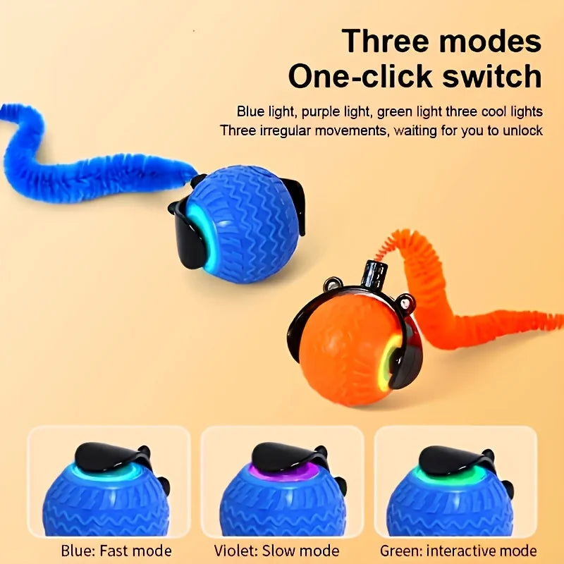 Automatic Rolling Ball Cat Toy With LED Light Motion Activated For Indoor Cats