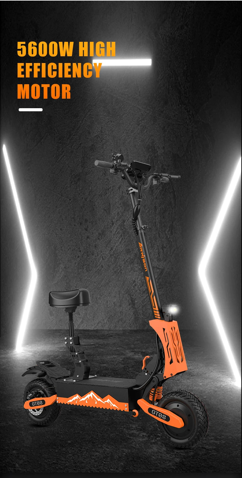 Arwibon GT08 Electric Scooter 5600W Top Speed 46 MPH Folding Off Road