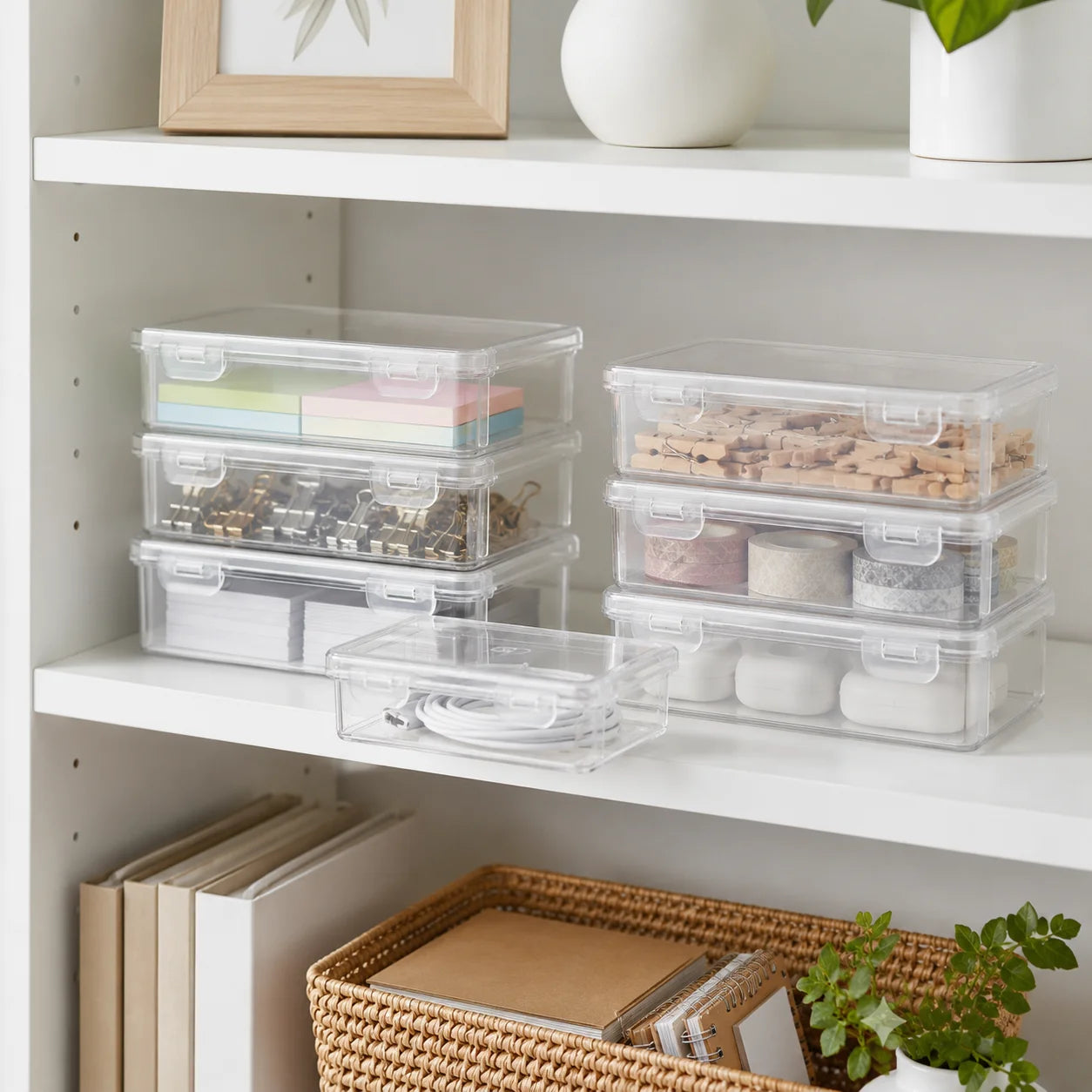 Clear Plastic Storage Boxes With Secure Lids Dust Proof Stackable