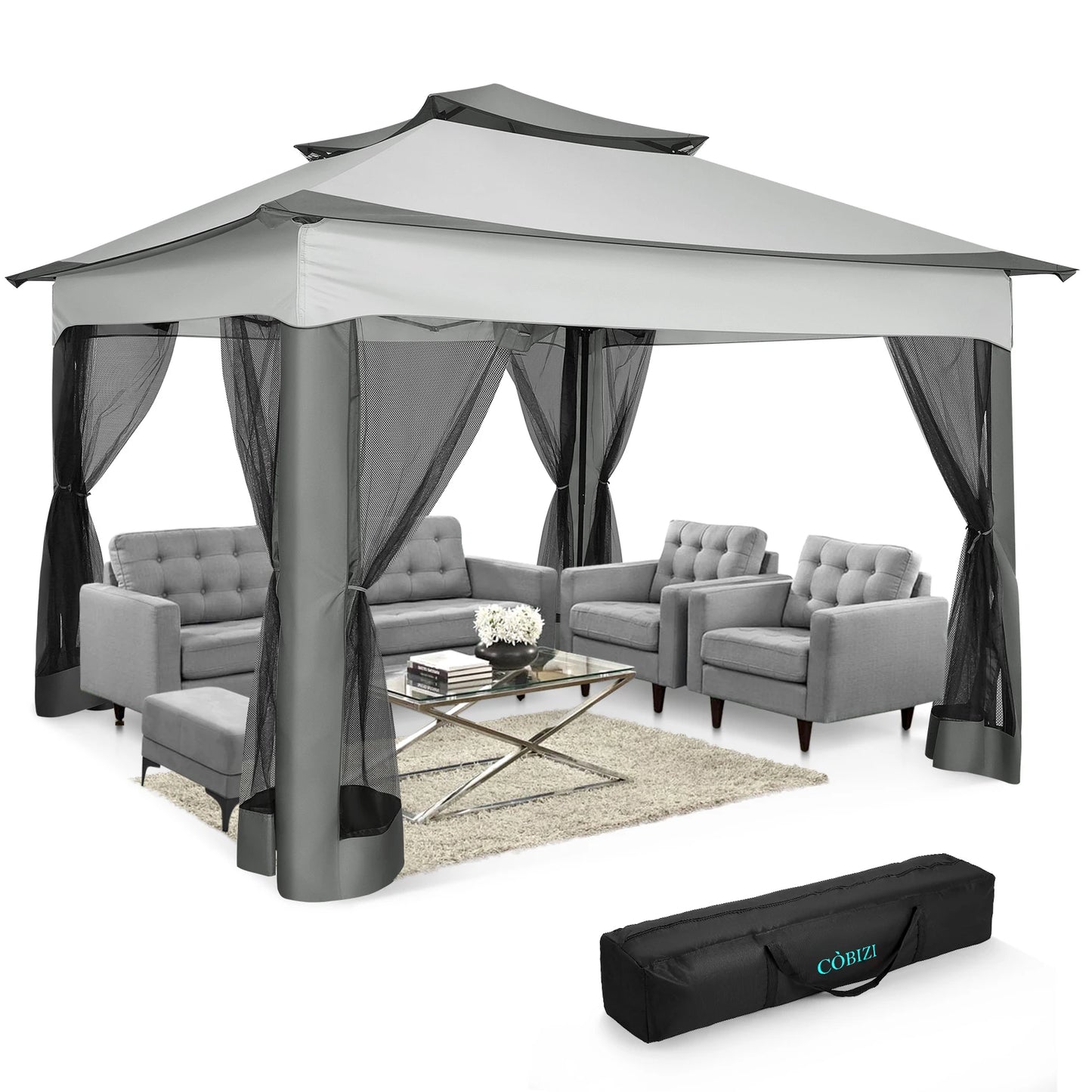 Tooluck Pop Up Gazebo With Mosquito Netting For Outdoor Use