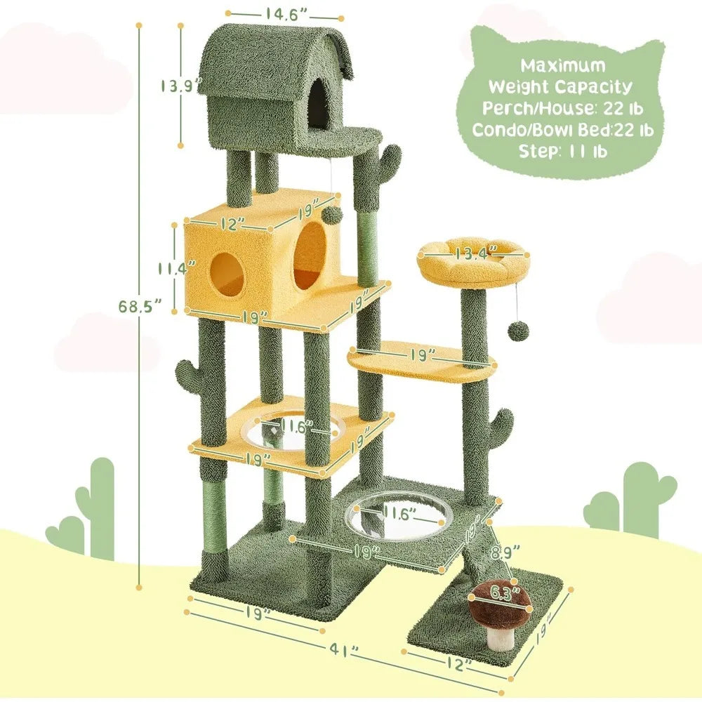 Nonecn Cactus Cat Tree Multi Level Tower Condos Scratching Posts