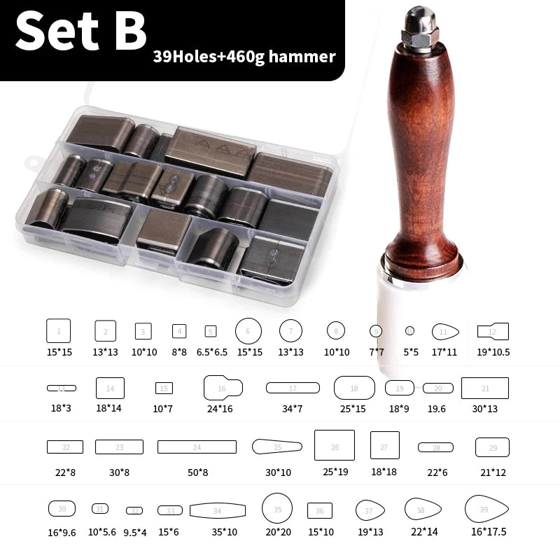 WUTA Sharp Hollow Punch Cutter Tool, Leather Punching Die Cutting Mold, Manual Leather Craft Tool Hole Puncher 26/39/52/55 Kit