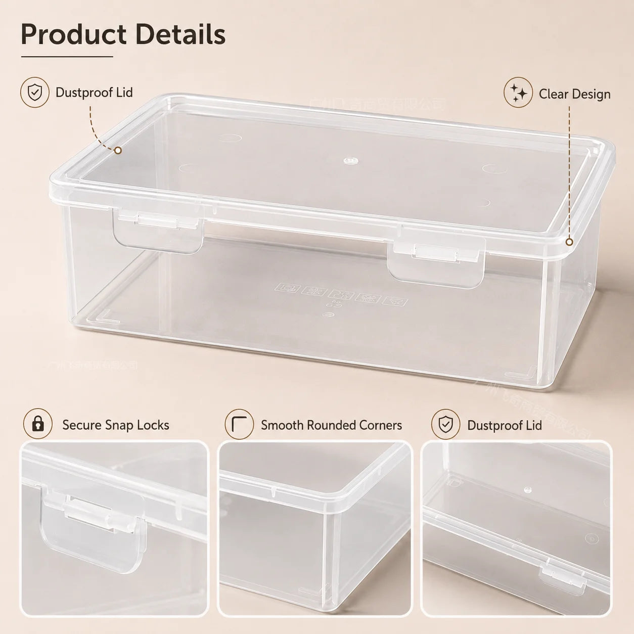 Clear Plastic Storage Boxes With Secure Lids Dust Proof Stackable