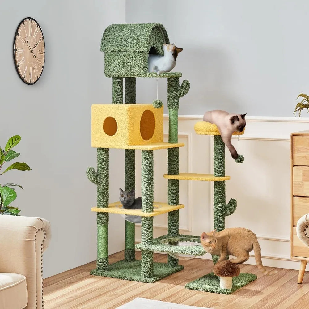 Nonecn Cactus Cat Tree Multi Level Tower Condos Scratching Posts