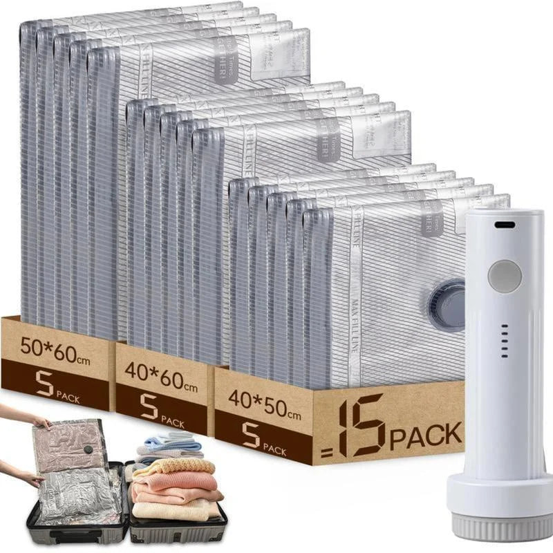 Vacuum Bags For Travel With Rechargeable Cordless Pump For Luggage