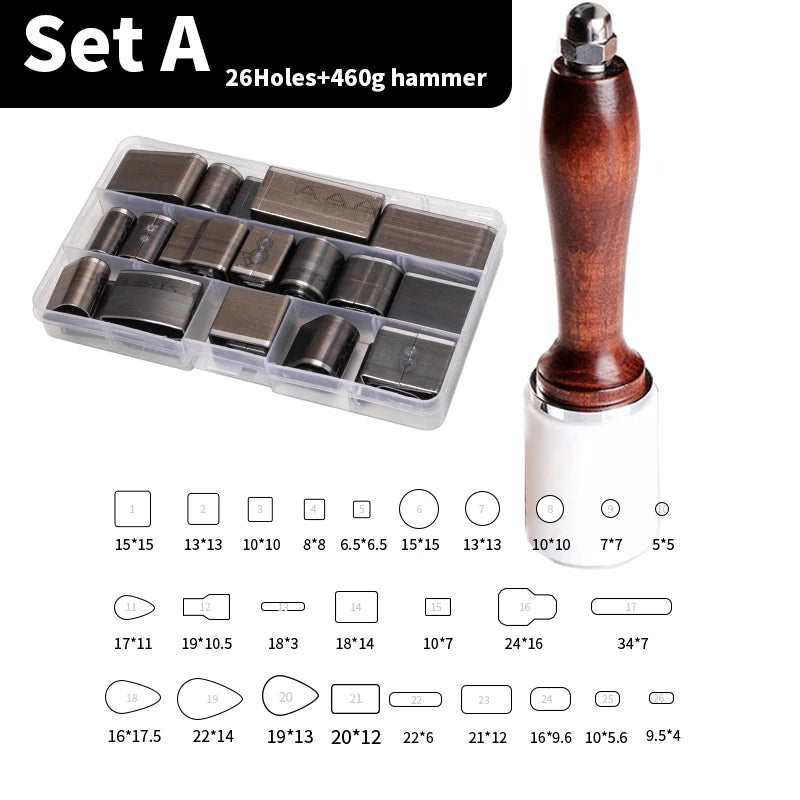 WUTA Sharp Hollow Punch Cutter Tool, Leather Punching Die Cutting Mold, Manual Leather Craft Tool Hole Puncher 26/39/52/55 Kit