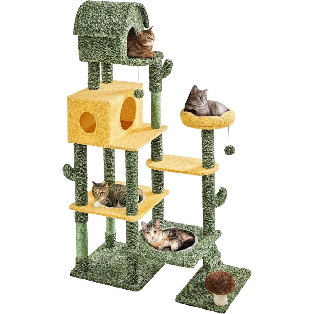 Nonecn Cactus Cat Tree Multi Level Tower Condos Scratching Posts
