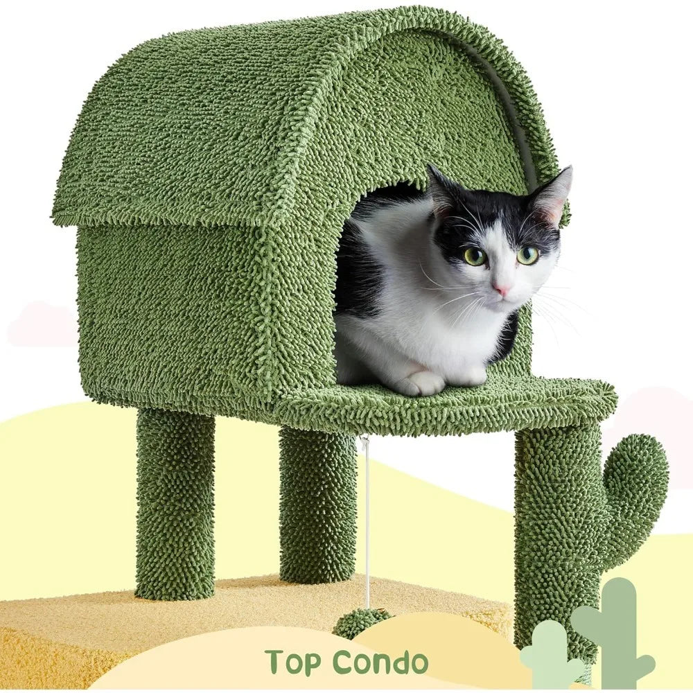 Nonecn Cactus Cat Tree Multi Level Tower Condos Scratching Posts