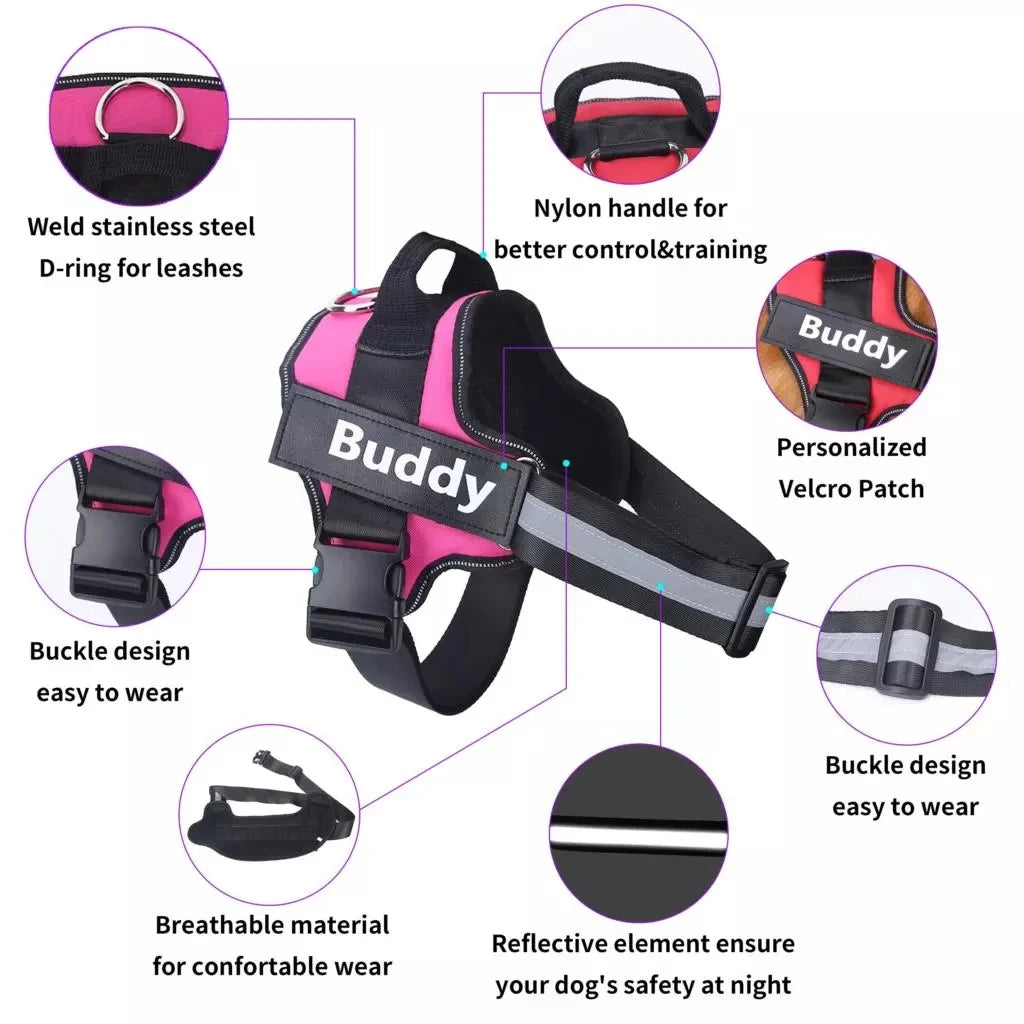 Bolux Personalized No Pull Reflective Dog Harness Vest All Sizes