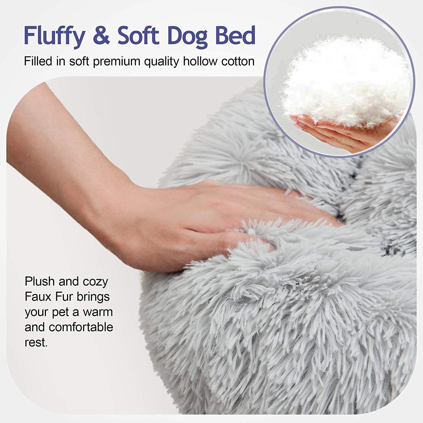 Donut Dog Bed Warm Plush Calming Luxury PetBed For Dogs