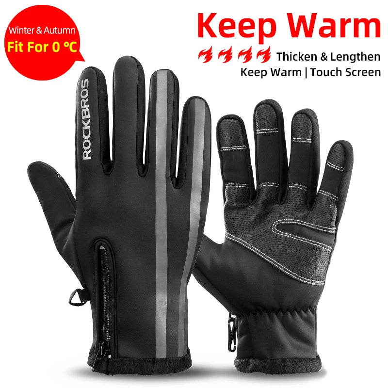 ROCKBROS Thermal Cycling Gloves Windproof Touchscreen Full Finger Shockproof