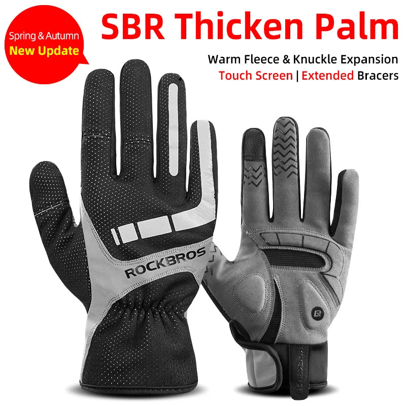 ROCKBROS Thermal Cycling Gloves Windproof Touchscreen Full Finger Shockproof
