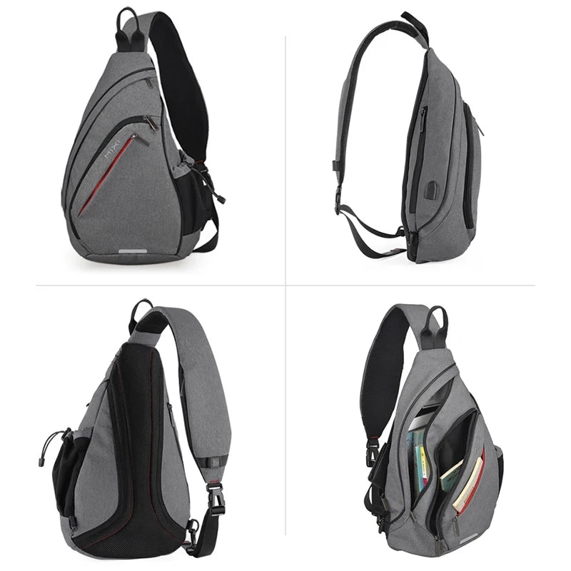 Mixi USB Charging One Shoulder Backpack Crossbody Bag For Men