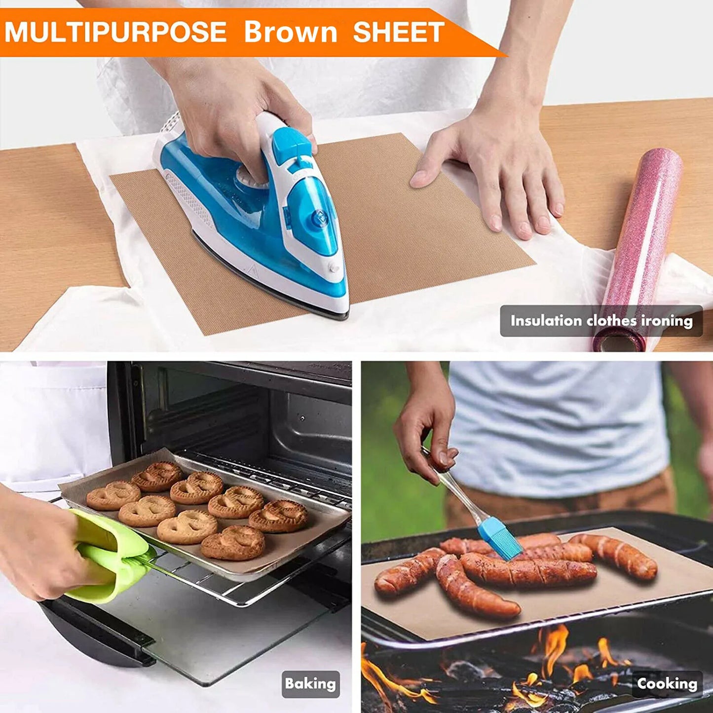 3 Piece Reusable Heat Resistant Baking Mats Set Nonstick Pads