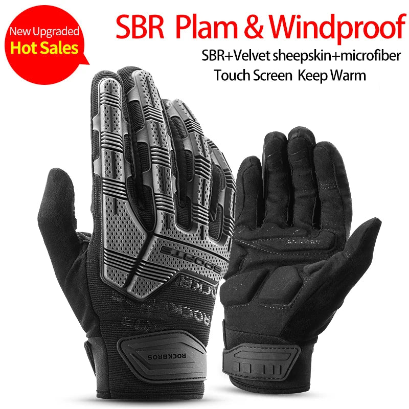 ROCKBROS Thermal Cycling Gloves Windproof Touchscreen Full Finger Shockproof