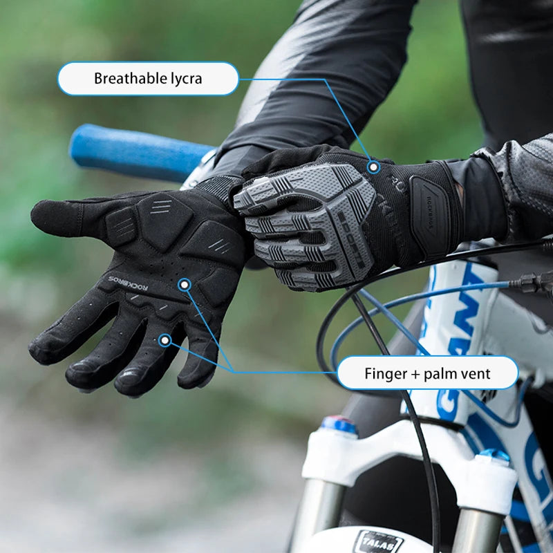 ROCKBROS Thermal Cycling Gloves Windproof Touchscreen Full Finger Shockproof