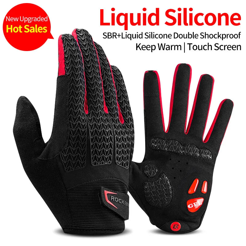 ROCKBROS Thermal Cycling Gloves Windproof Touchscreen Full Finger Shockproof