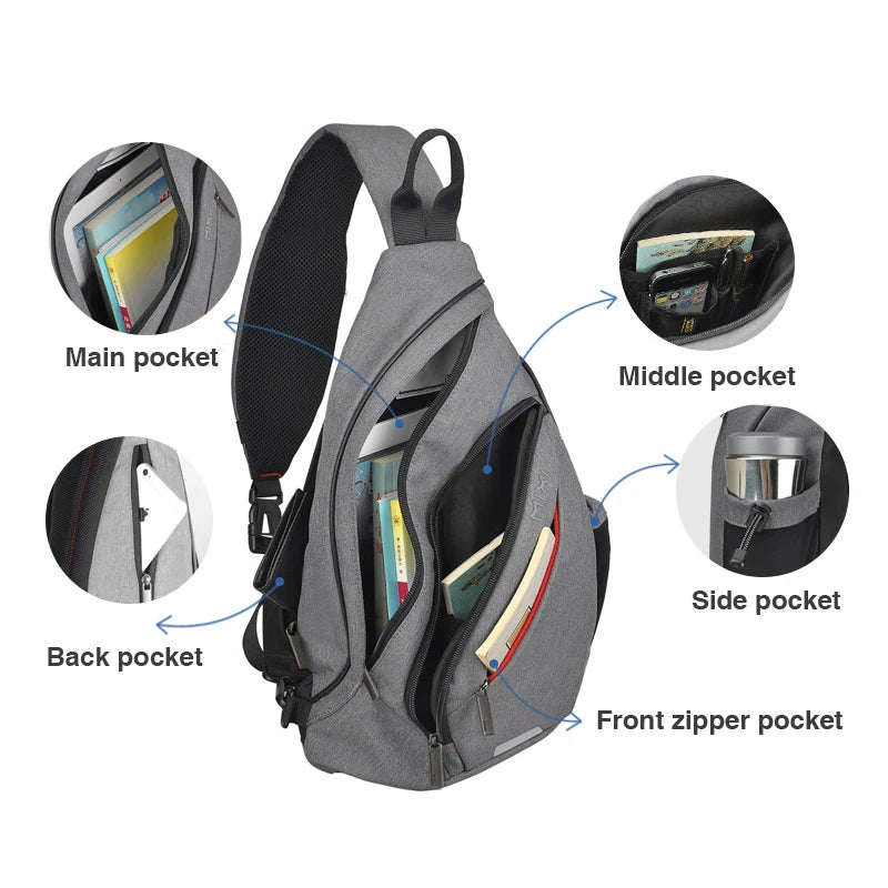 Mixi USB Charging One Shoulder Backpack Crossbody Bag For Men