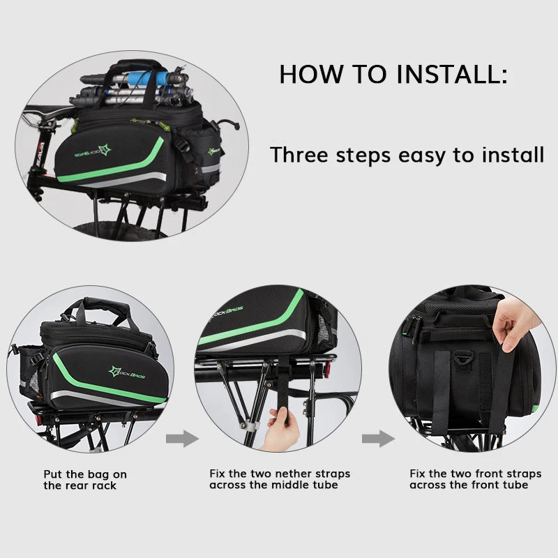 ROCKBROS 3 In 1 Bicycle Pannier Rack Bag Waterproof 35L