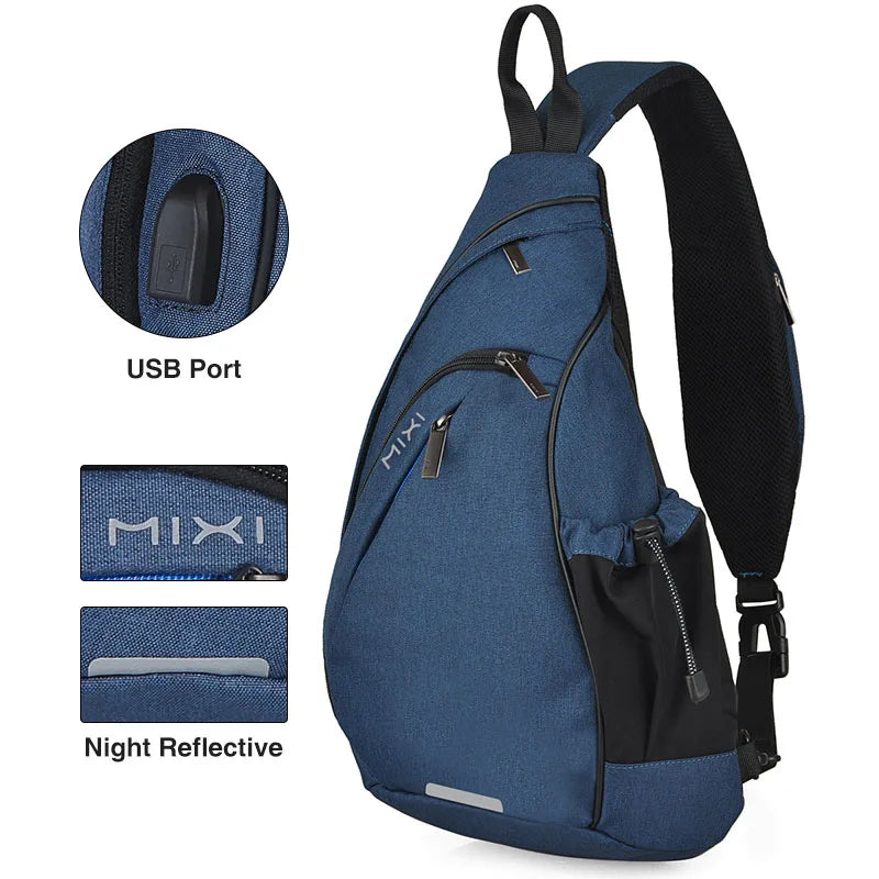 Mixi USB Charging One Shoulder Backpack Crossbody Bag For Men