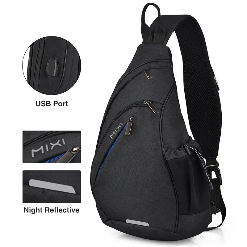 Mixi USB Charging One Shoulder Backpack Crossbody Bag For Men