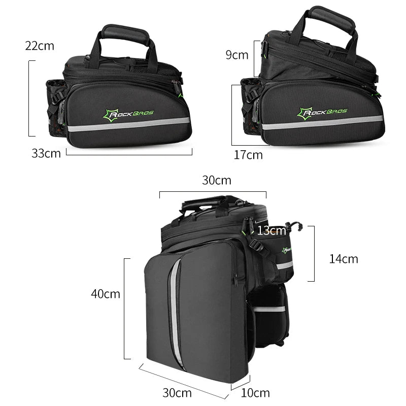 ROCKBROS 3 In 1 Bicycle Pannier Rack Bag Waterproof 35L